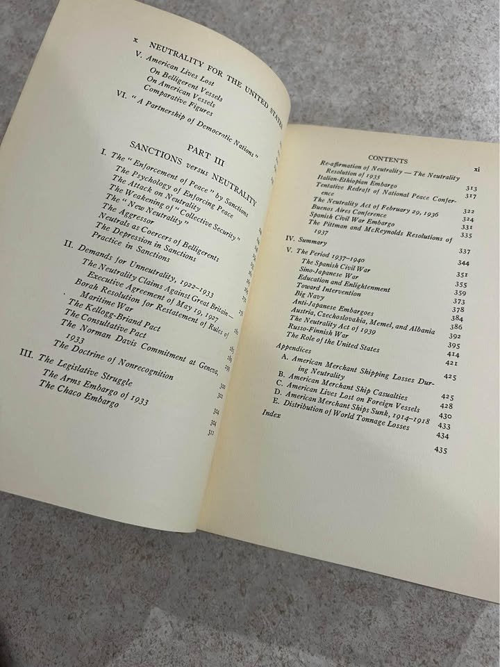 1940 Neutrality for the United States by Edwin Borchard William Lage Antique Vintage Hardcover Book