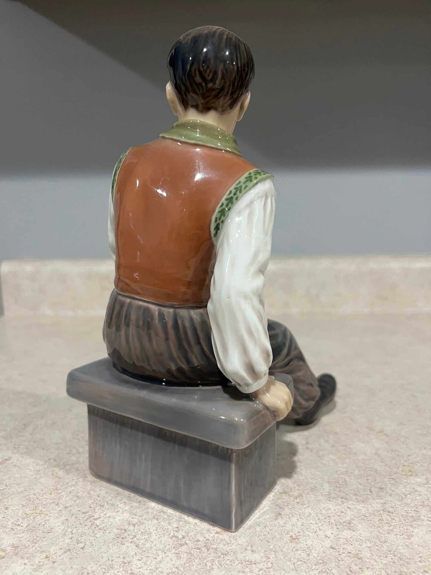 Dahl Jensen Amager Boy with Pipe Figurine #1300 Copenhagen Rare