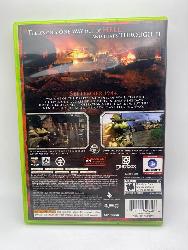 Brothers in Arms Hells Highway Xbox 360 Complete w/ Manual Video Game 2008