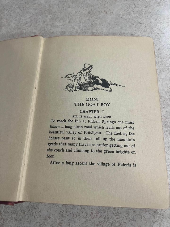 1926 Moni, The Goat Boy by Johanna Spyri Antique Vintage Hardcover Book