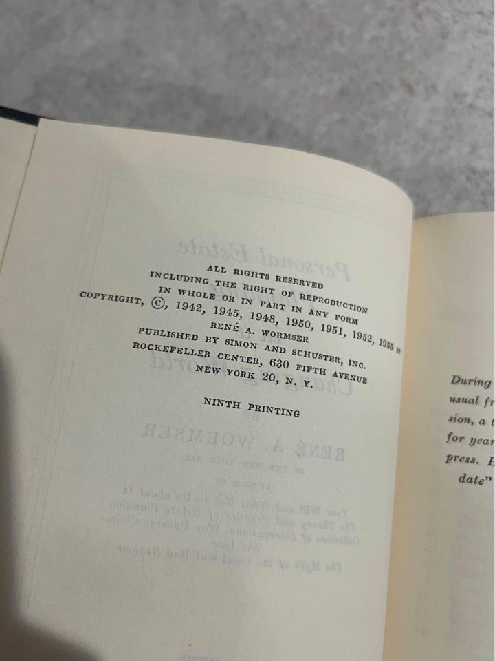 Personal Estate Planning in a Changing World by Rene A Wormser Vintage Hardcover Book 1955