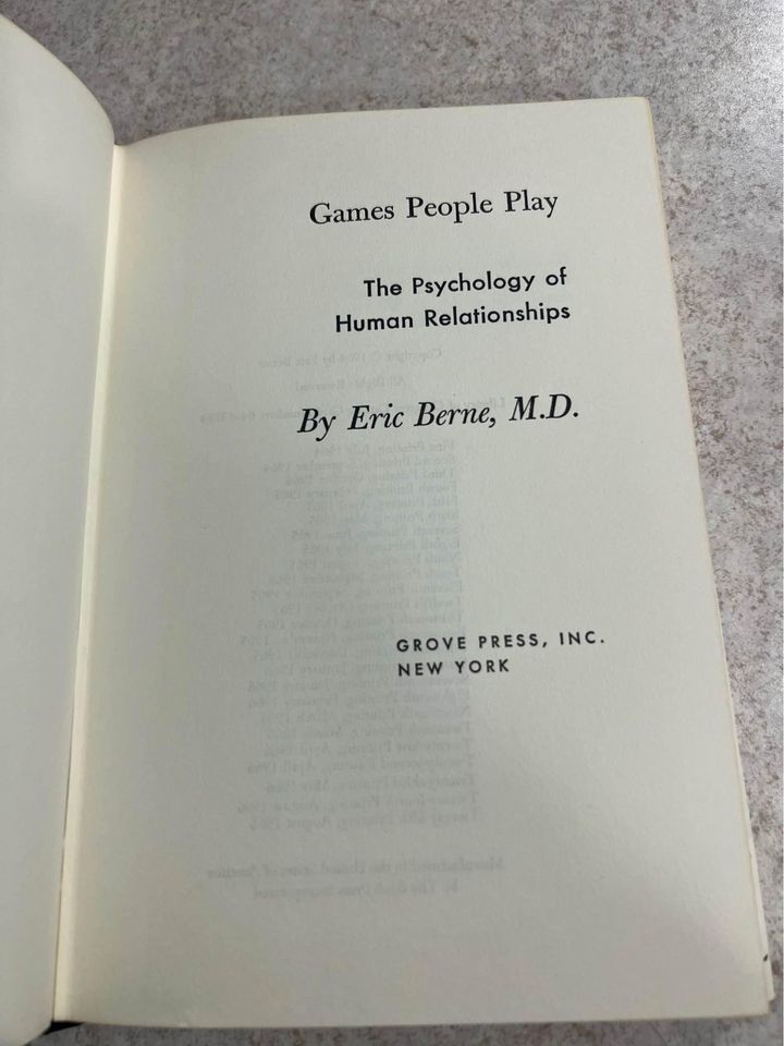 1966 Games People Play The Psychology of Human Relationships by Eric Berne Vintage Hardcover Book