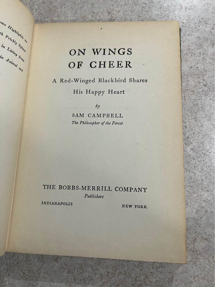 1948 On Wings Of Cheer by Sam Campbell Antique Vintage Hardcover Book