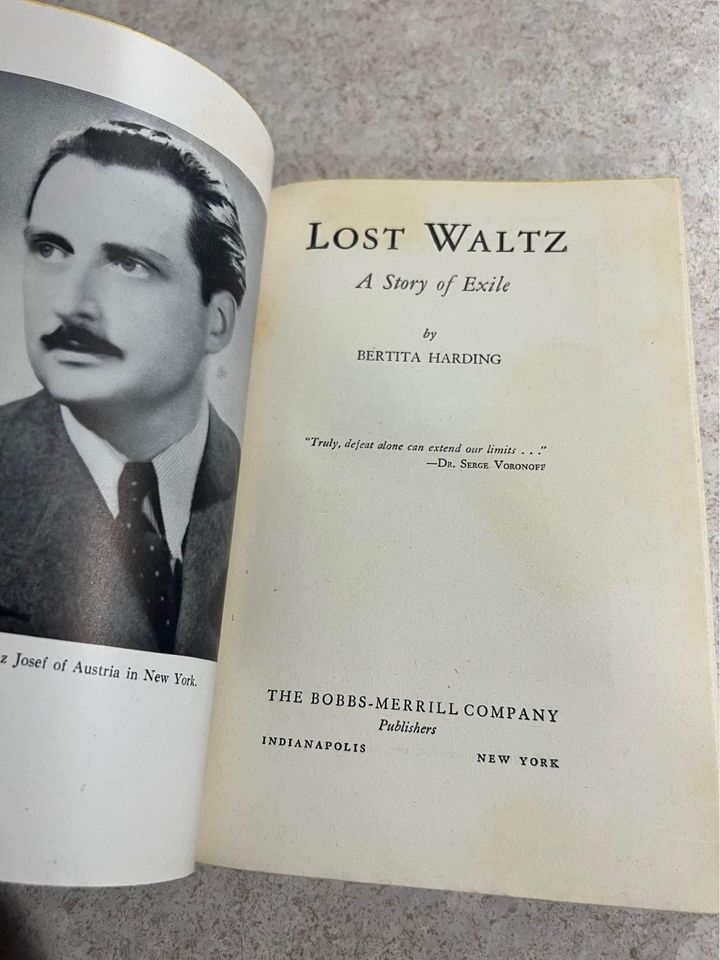 1944 Lost Waltz A Story of Exile by Bertita Harding Antique Vintage Hardcover Book