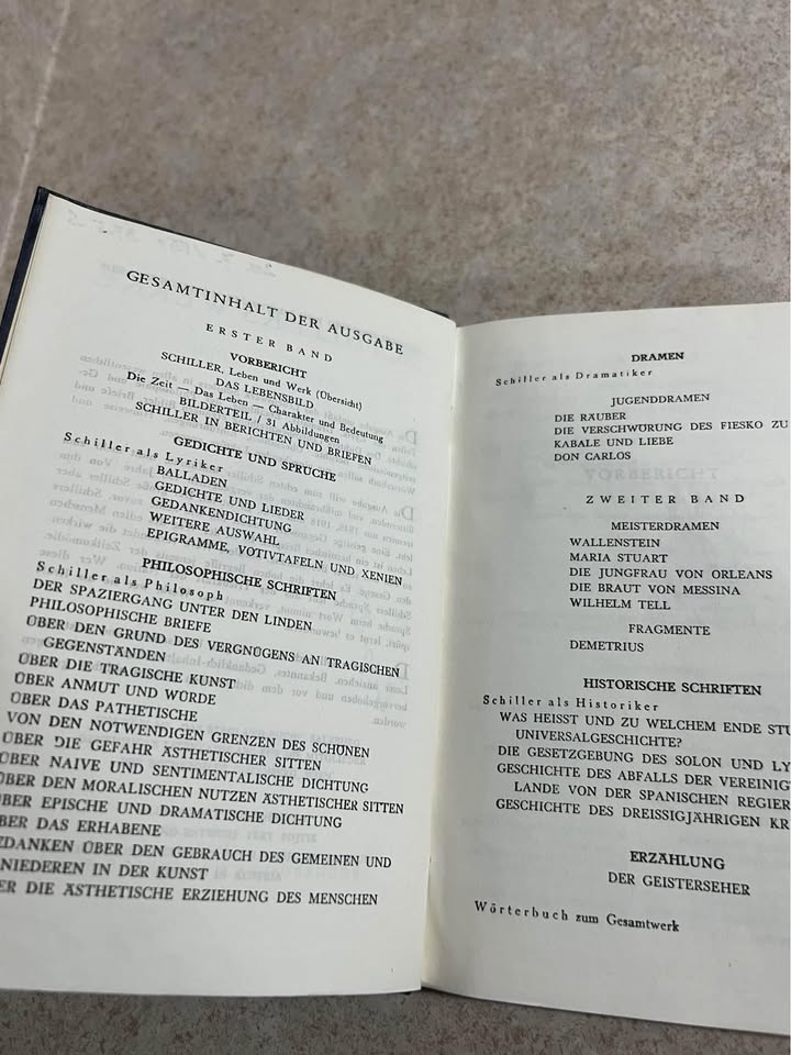 1950 Schillers Werke Band 1 Vintage German Hardcover Book