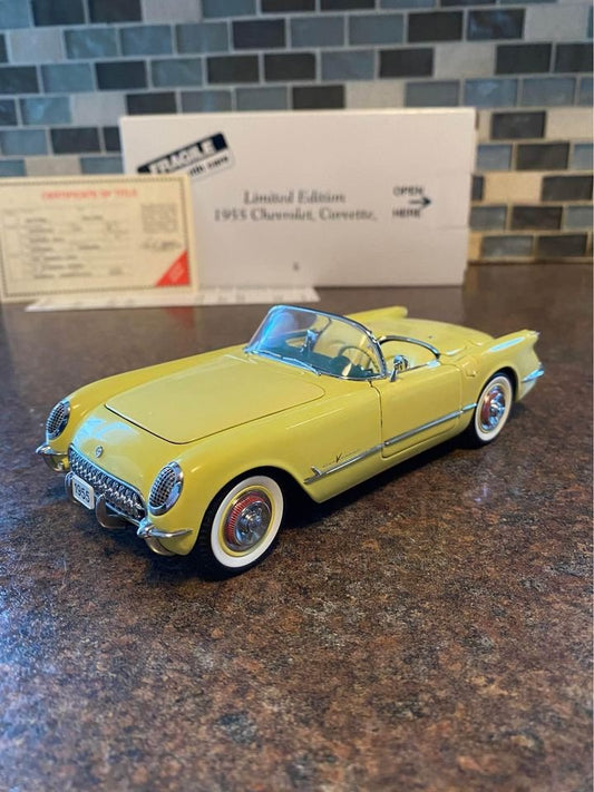 Danbury Mint 1955 Corvette Convertible Harvest Gold Limited Edition 1/24 Diecast Car w/ Box & Title