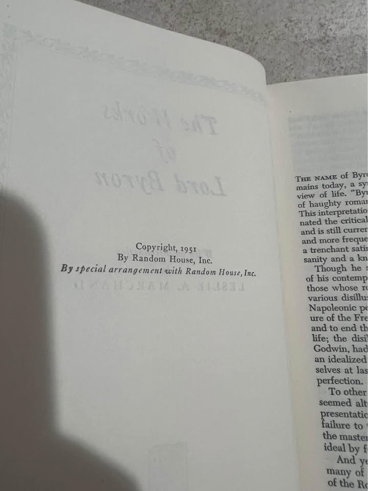 1951 The Works of Lord Byron Black’s Readers Service Antique Vintage Hardcover Book