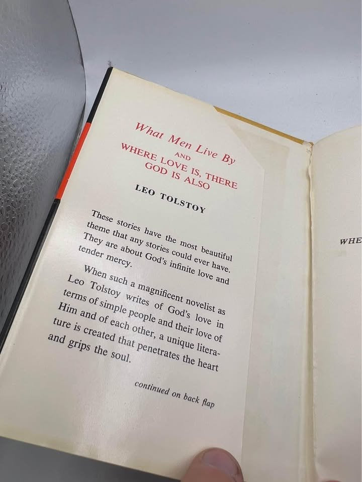 What Men Live By Where Love Is There God Is Also by Leo Tolstoy Vintage Revell Hardcover Book 1959