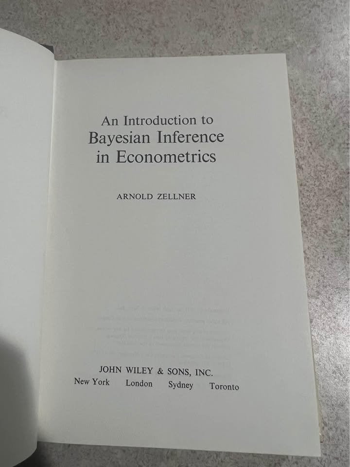 An Introduction to Bayesian Inference in Econometrics by Arnold Zellner Hardcover Book 1971