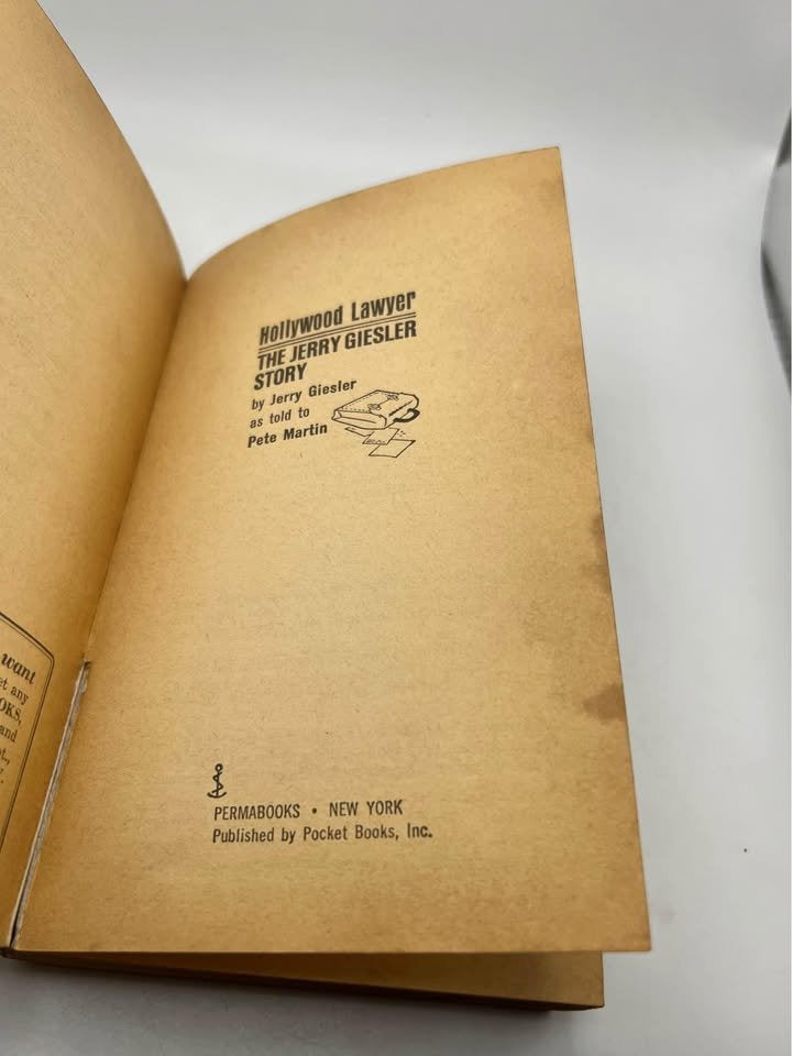 Hollywood Lawyer The Jerry Giesler Story by Jerry Giesler Rare Vintage Paperback Book 1962