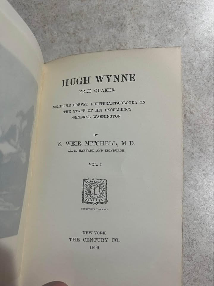 1899 Hugh Wynne Free Quaker by S. Weir Mitchell Antique Vintage Two Volume Hardcover Book Set