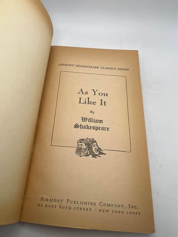 As You Like It by William Shakespeare Vintage Paperback Book 1965