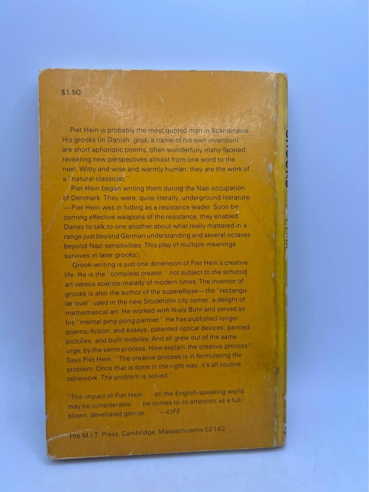 1967 Grooks by Piet Hein Vintage Paperback Book