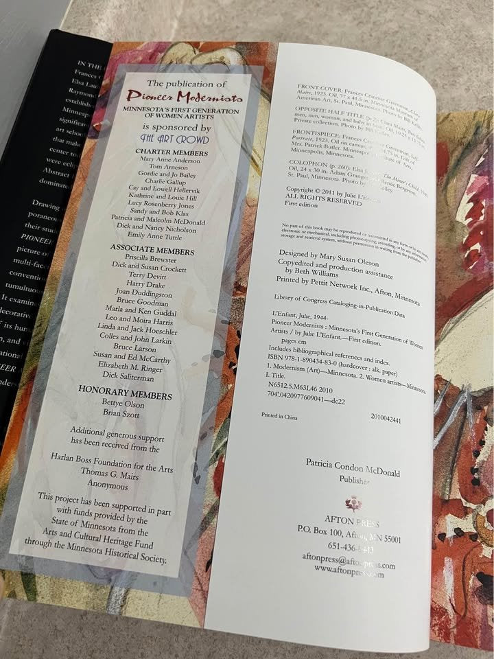 Pioneer Modernists Minnesotas First Generation of Women Artists Julie L'Enfant Hardcover Book 2011