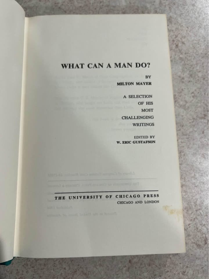 What Can A Man Do? by Milton Mayer Vintage Hardcover Book 1964