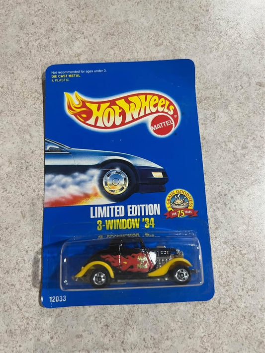 3-Window ‘34 Malt-O-Meal 1934 Limited Edition Hot Wheels #12033 1/64 Diecast Car New