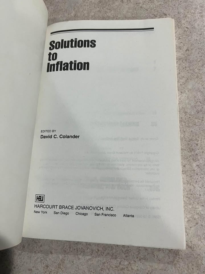 Solutions to Inflation by David C. Colander Paperback Book 1979
