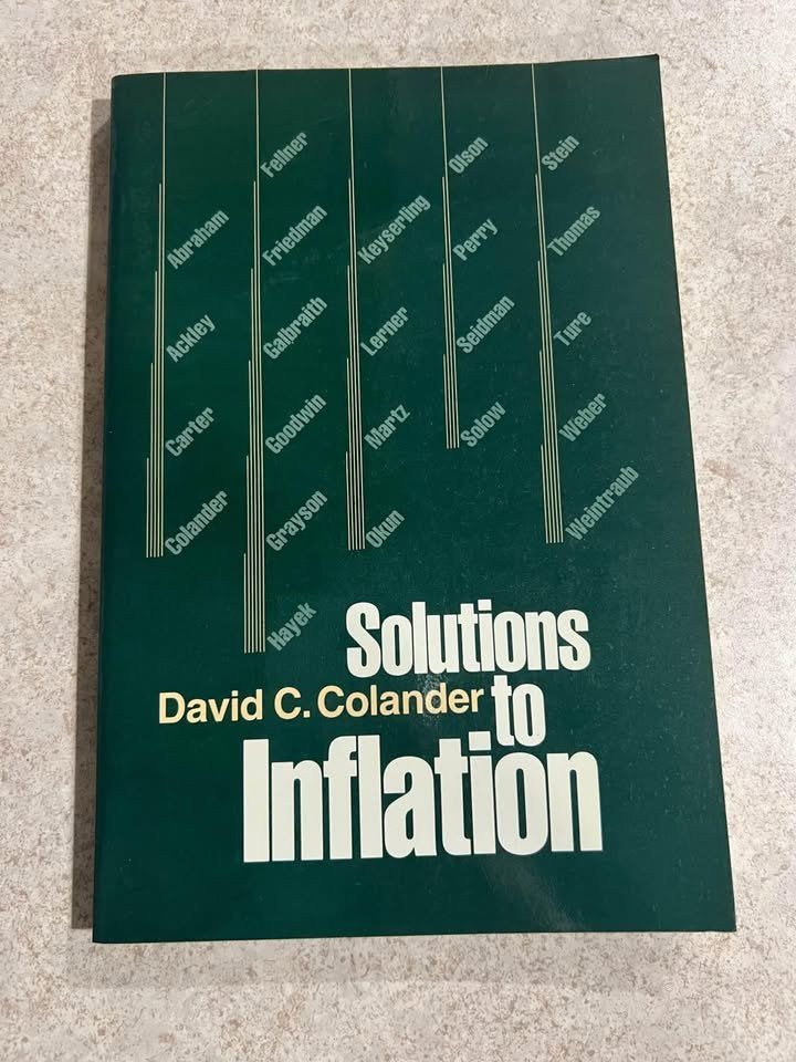 Solutions to Inflation by David C. Colander Paperback Book 1979