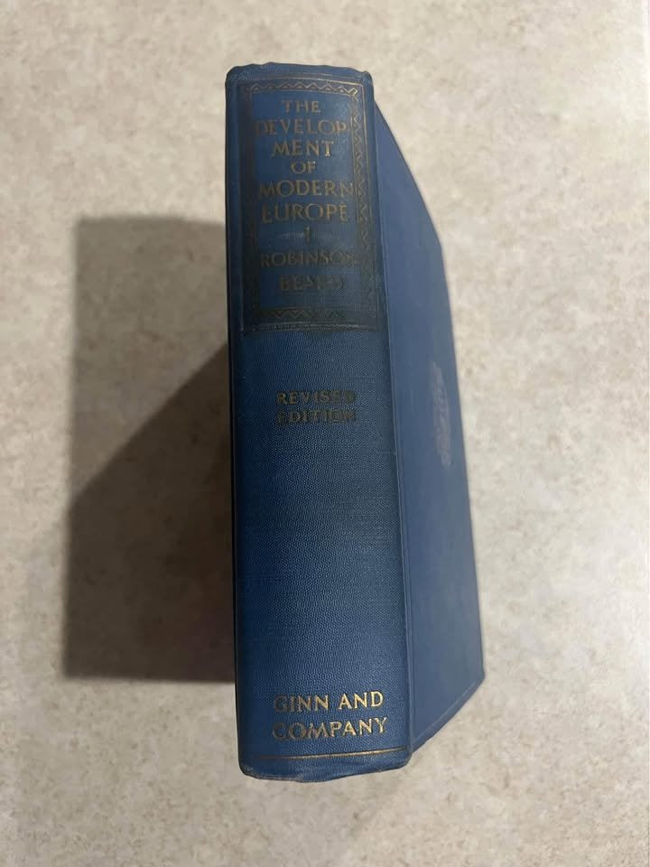 1929 Development of Modern Europe 1 by James Harvey Robinson & Charles Beard Antique Hardcover Book