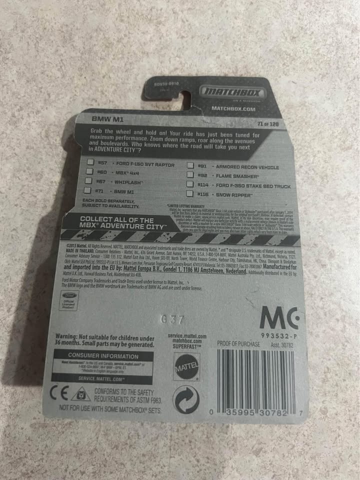BMW M1 Blue Matchbox MBX Adventure City 71/120 1/64 Scale Diecast Car New
