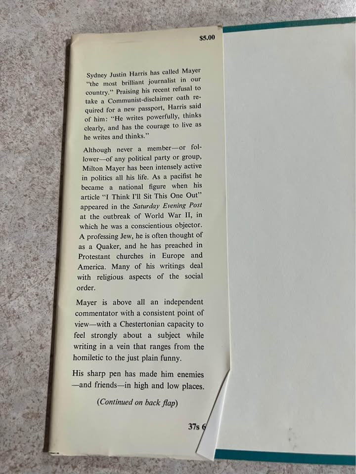 What Can A Man Do? by Milton Mayer Vintage Hardcover Book 1964