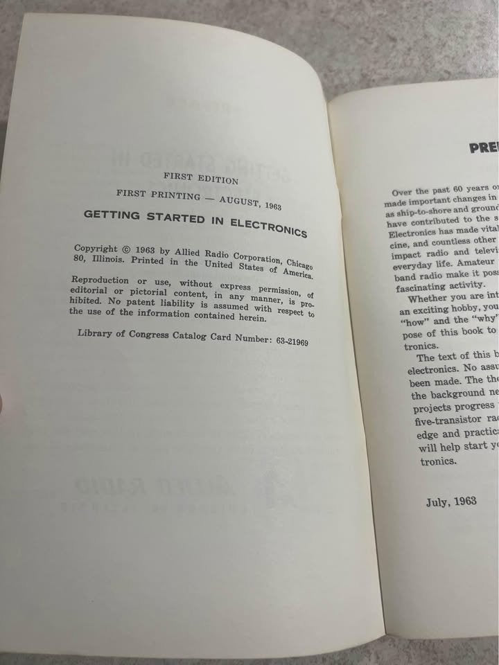 1963 Getting Started in Electronics by Allied Radio Vintage Paperback Book