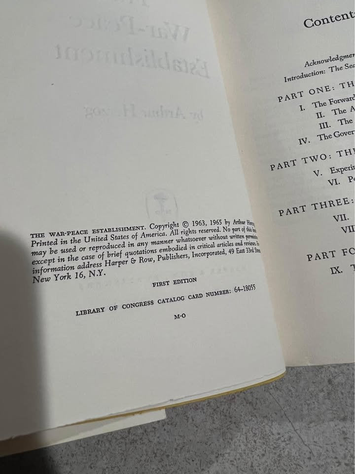 The War-Peace Establishment by Arthur Herzog Vintage Hardcover Book 1965