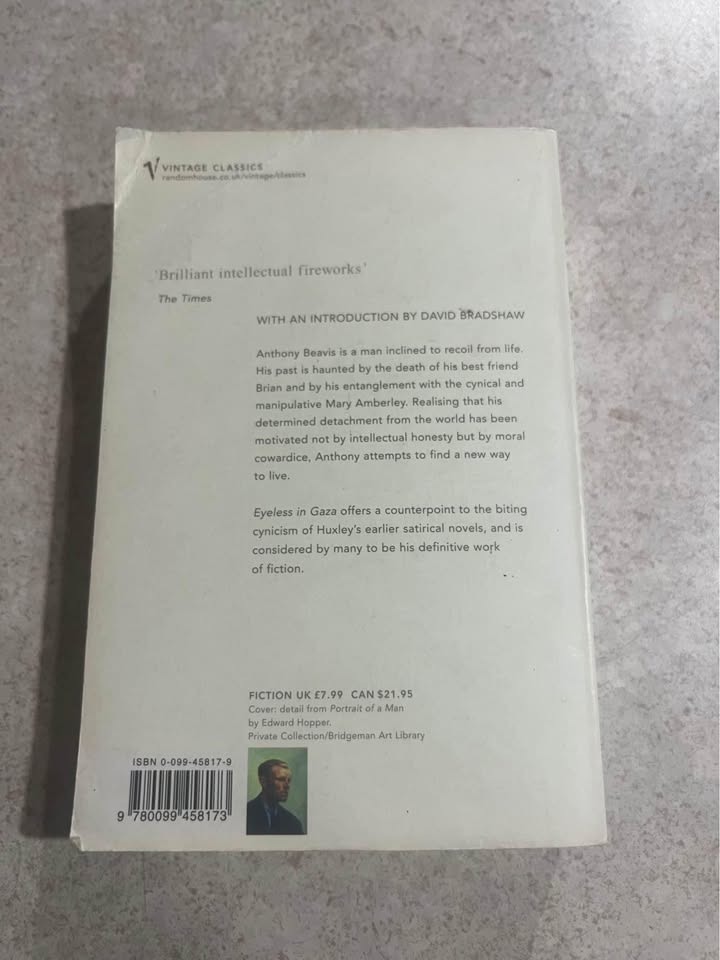 Eyeless in Gaza by Aldous Huxley Vintage Classics Paperback Book 2004