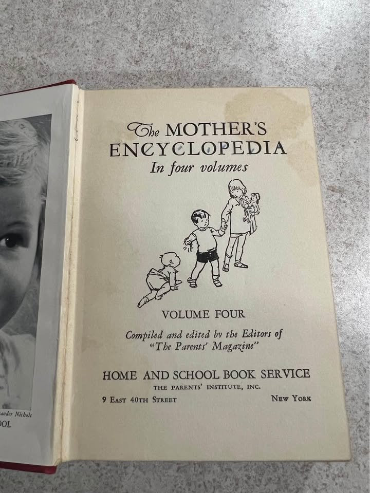 1933 The Mothers Encyclopedia Volume Four Antique Vintage Hardcover Book
