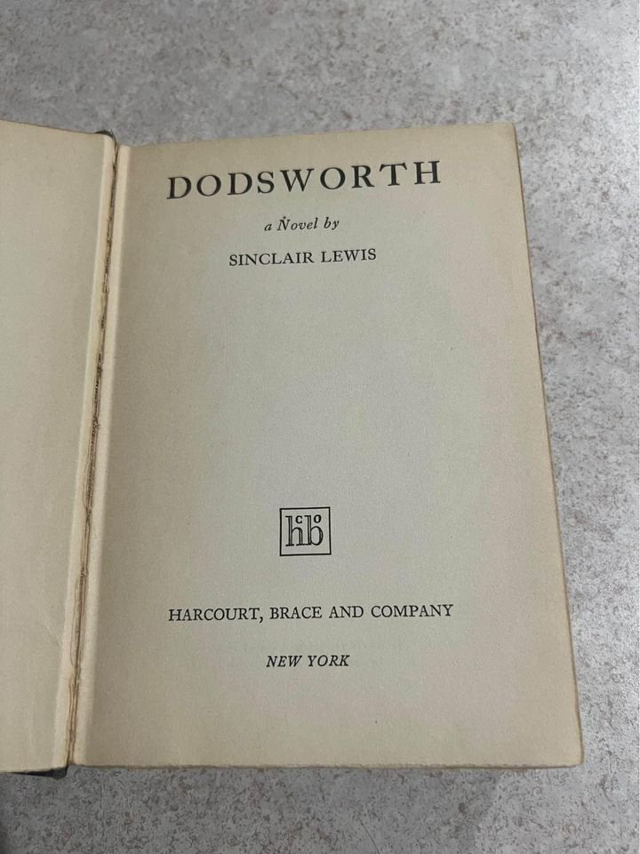 1929 Dodsworth by Sinclair Lewis Antique Vintage Hardcover Book
