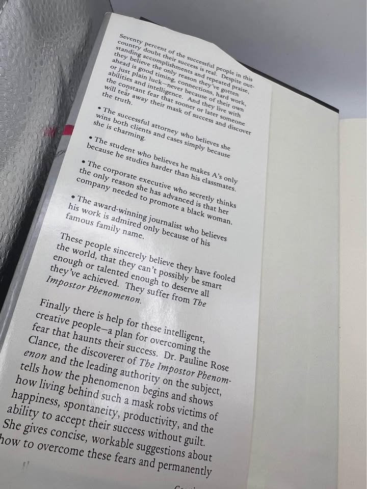 Impostor Phenomenon Overcoming Fear Haunts Success by Dr Pauline Rose Clance Hardcover Book 1985