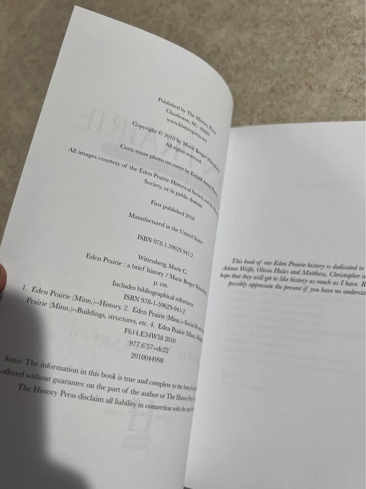 Eden Prairie: A Brief History by Marie Wittenberg Paperback Book 2011