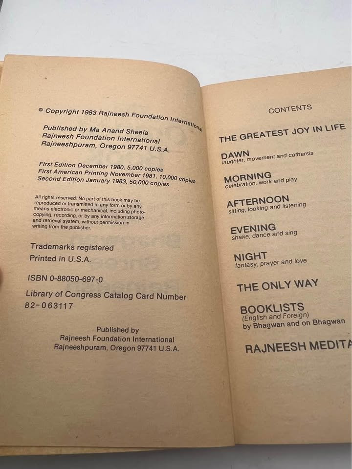 The Orange Book: The Meditation Techniques by Bhagwan Shree Rajneesh Rare Paperback Book 1983