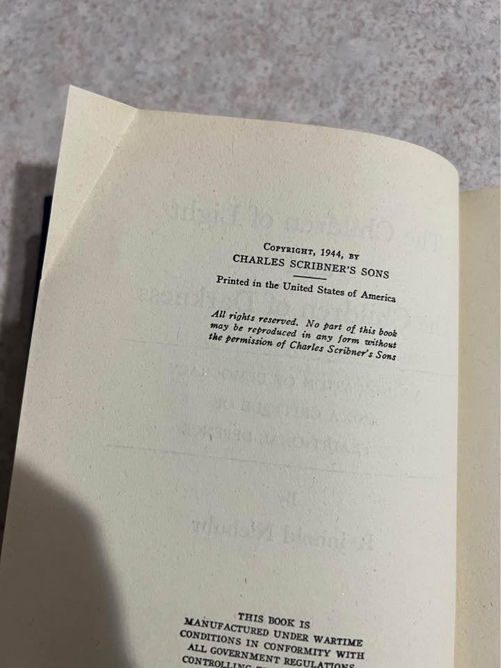 1945 The Children of Light and Darkness by Reinhold Niebuhr Antique Vintage Hardcover Book