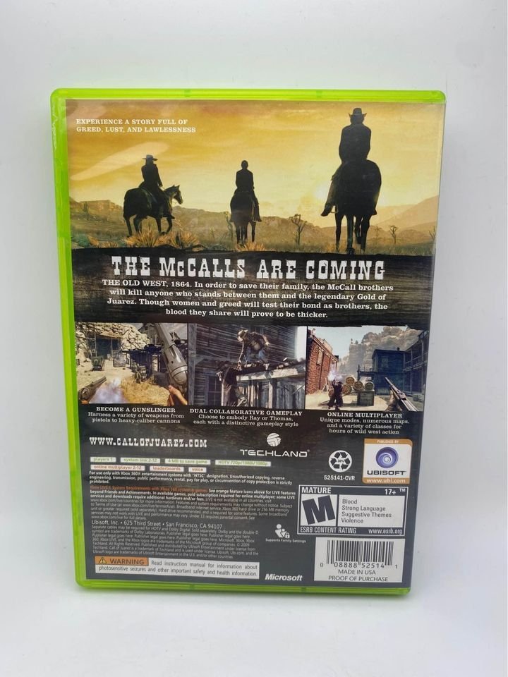 Call of Juarez Bound in Blood Xbox 360 Disc Manual and Case Video Game 2009