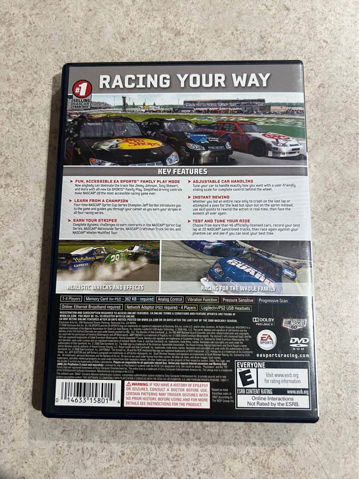 NASCAR 09 PS2 Complete Case Manual Disc Video Game
