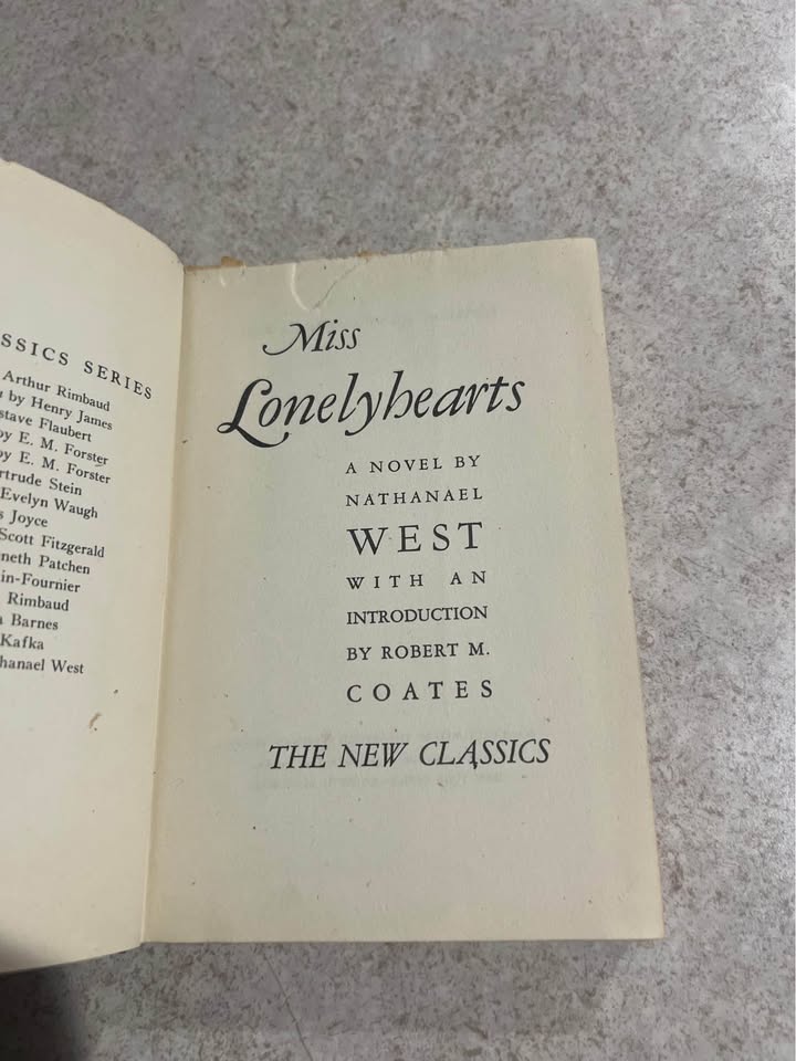 1933 Miss Lonelyhearts by Nathaniel West Antique Vintage Hardcover Book
