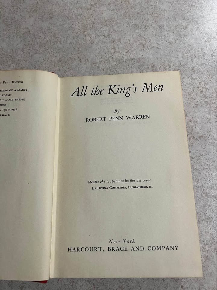 1946 All the King’s Men by Robert Penn Warren Antique Vintage Hardcover Book
