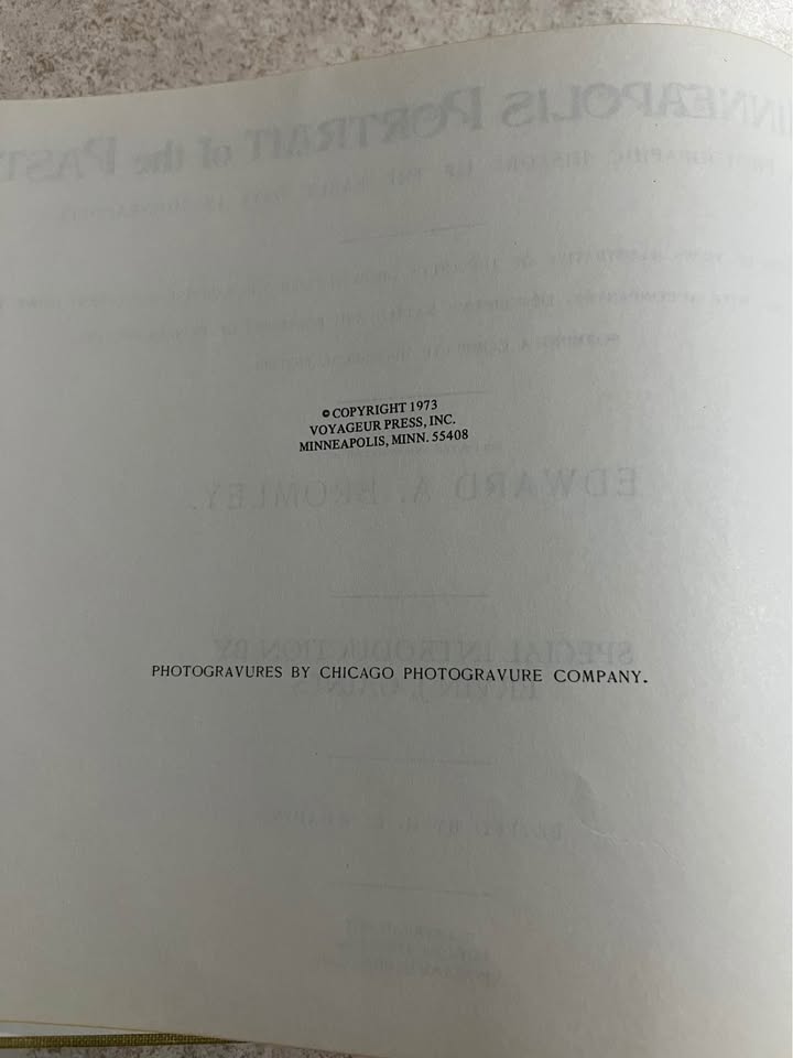 Minneapolis Portrait of the Past by Edward A Bromley Hardcover Book 1973