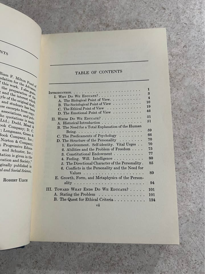1940 Fundamentals of Democratic Education by Robert Ulich Antique Vintage Hardcover Book