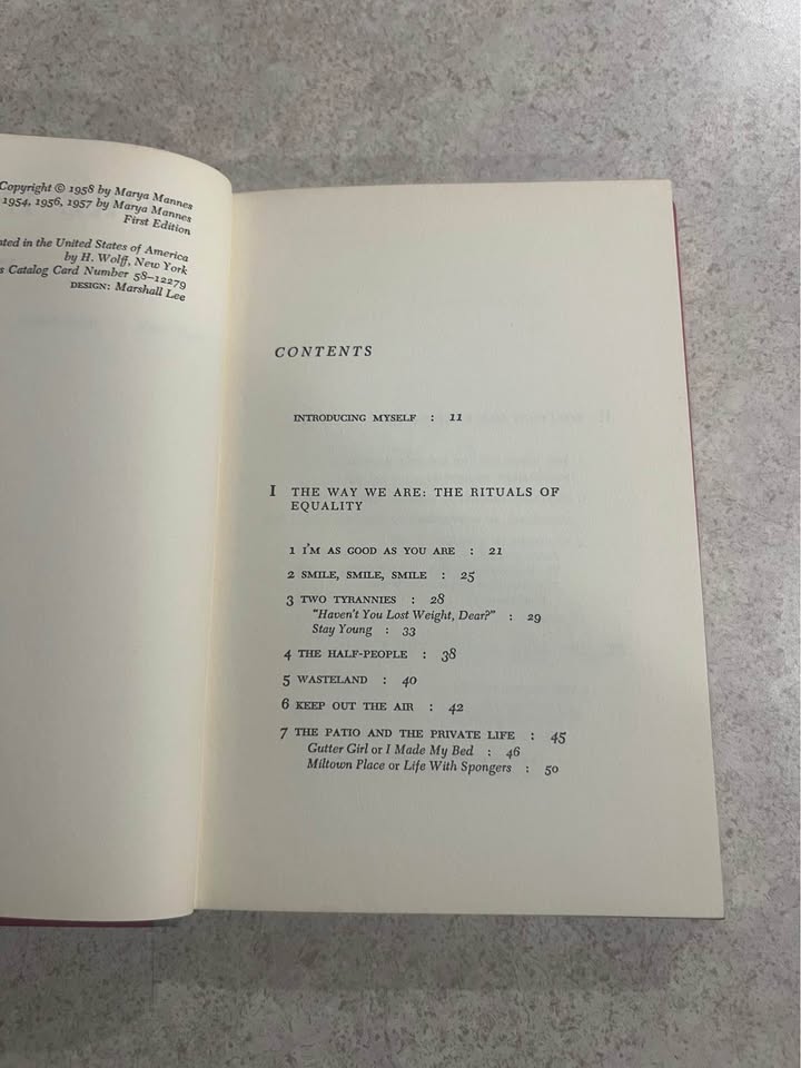 1958 More In Anger by Marya Mannes Vintage Hardcover Book