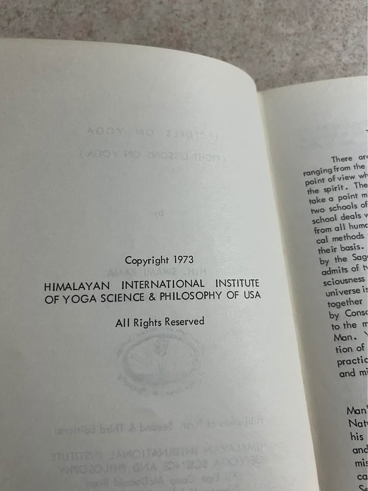 Lectures on Yoga by Swami Rama Paperback Book 1973