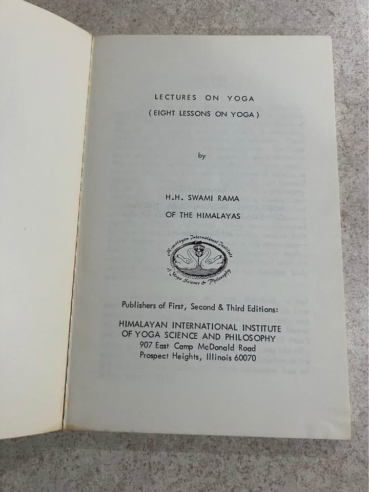 Lectures on Yoga by Swami Rama Paperback Book 1973