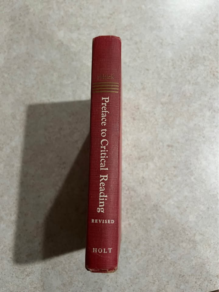1951 Preface To Critical Reading by Richard D Altick Vintage Hardcover Book