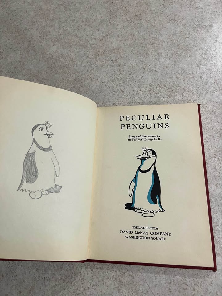 1934 Peculiar Penguin by Walt Disney Studio Antique Vintage Hardcover Book