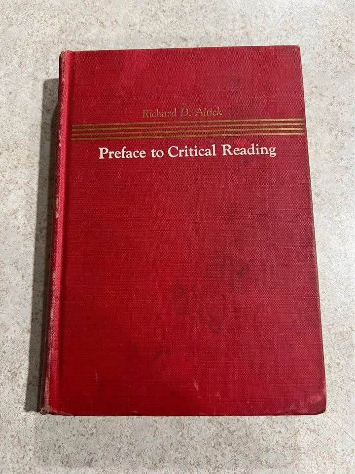 1951 Preface To Critical Reading by Richard D Altick Vintage Hardcover Book