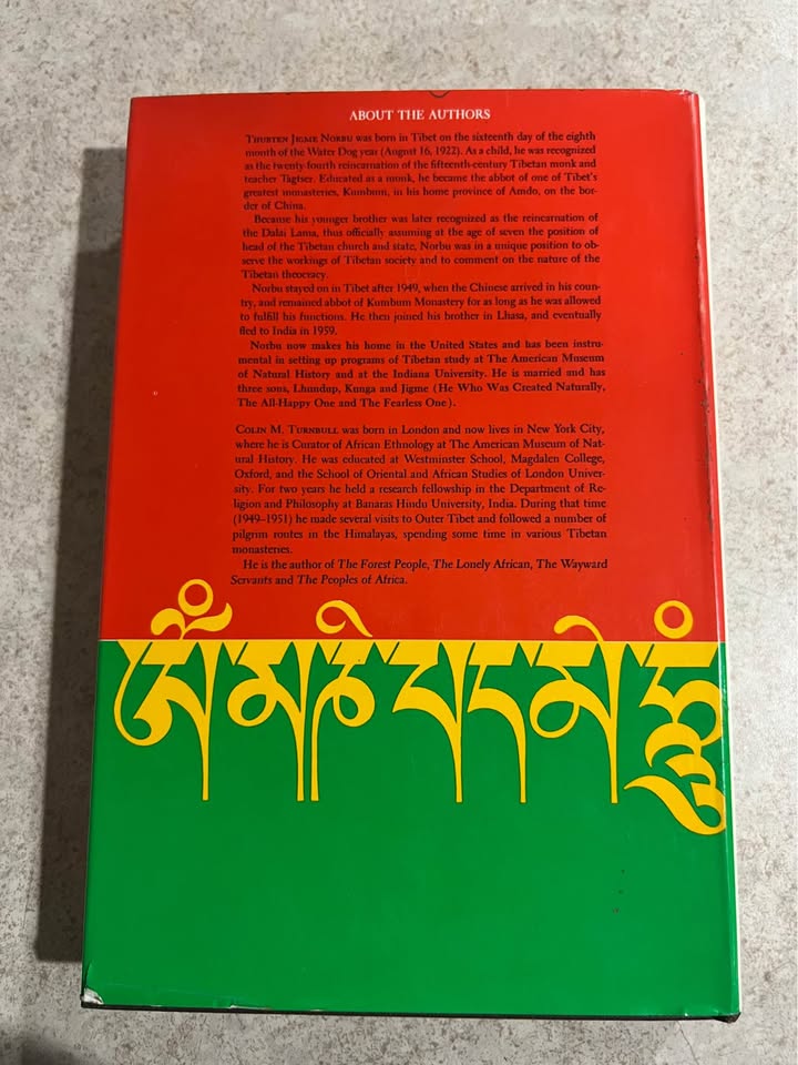 1968 Tibet by Thubten Jigme Norbu and Colin M Turnbull Vintage Hardcover Book