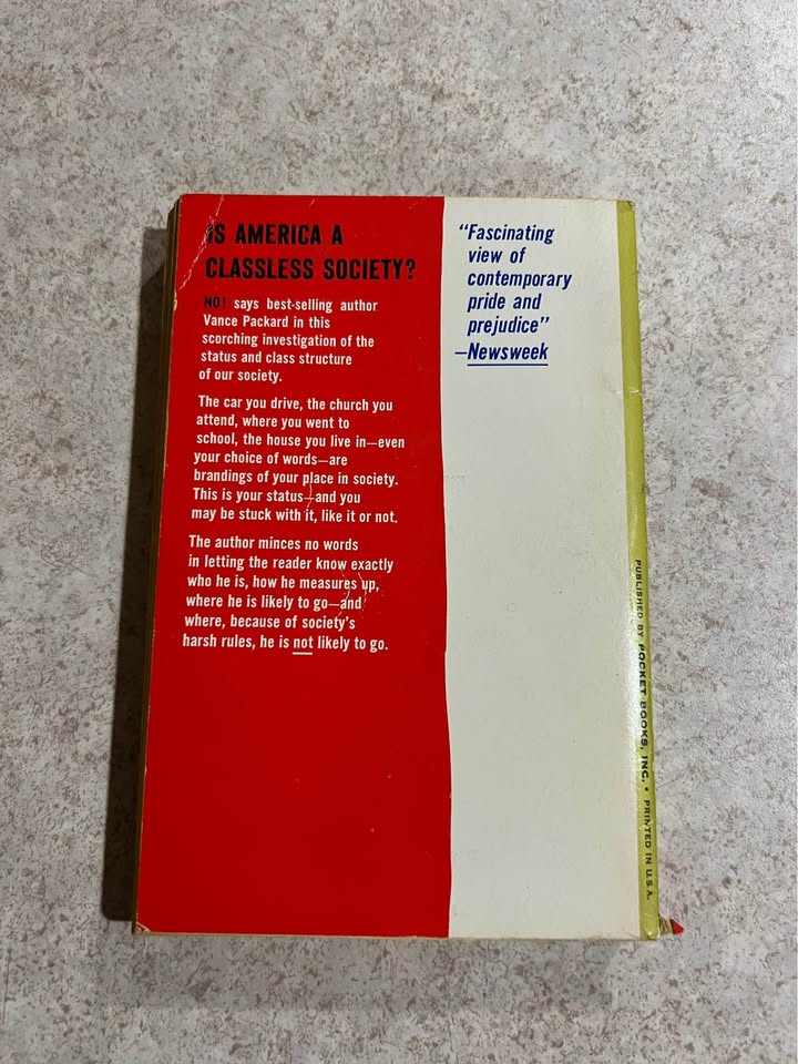 1961 The Status Seekers by Vance Packard Vintage Paperback Book