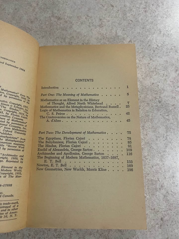 1964 The Growth of Mathematics by Robert W Marks Vintage Paperback Book