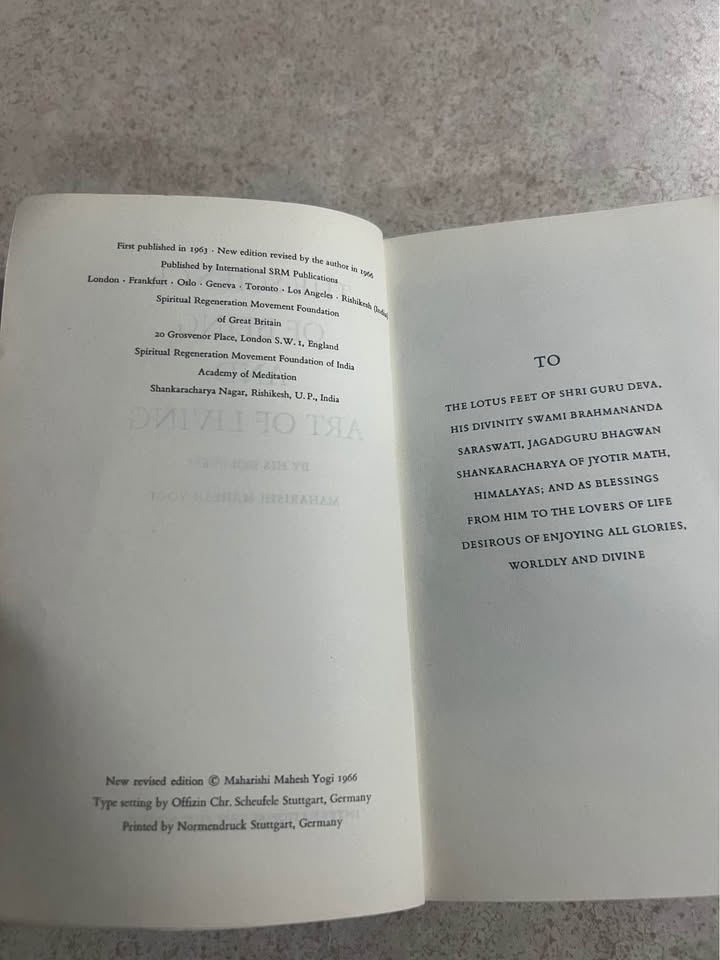1966 The Science of Being and Art of Living by Maharishi Mahesh Yogi Vintage Paperback Book